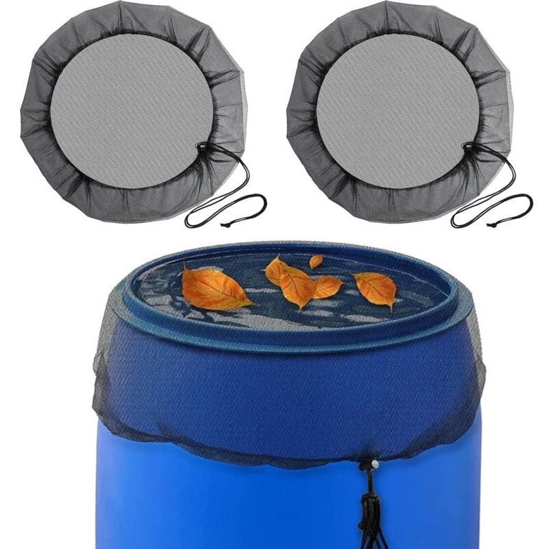 foto del prodotto ymyny 2 pezzi rete di copertura per barile di pioggia, rete per barile di pioggia da 95 cm con coulisse per antipolvere, anti decadimento,