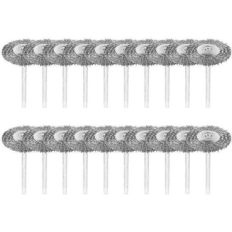 foto del prodotto ymyny 20 pezzi spazzole metalliche con gambo da 3 mm in acciaio inossidabile lucidatura dremel rotary tool