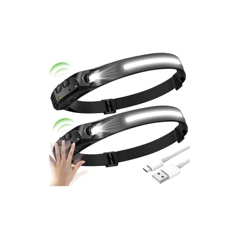 foto del prodotto ymyny 2pcs lampada frontale a led, cob xpe 5 modelli lampada frontale a led, lampada frontale a led con sensore, lampada frontale a led impermeabile