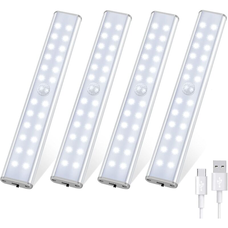 foto del prodotto ymyny 4 pezzi 96 led luce armadio, sensore di movimento luce led 3 modalit di illuminazione, luce led ricaricabile, striscia led cucina wireless,