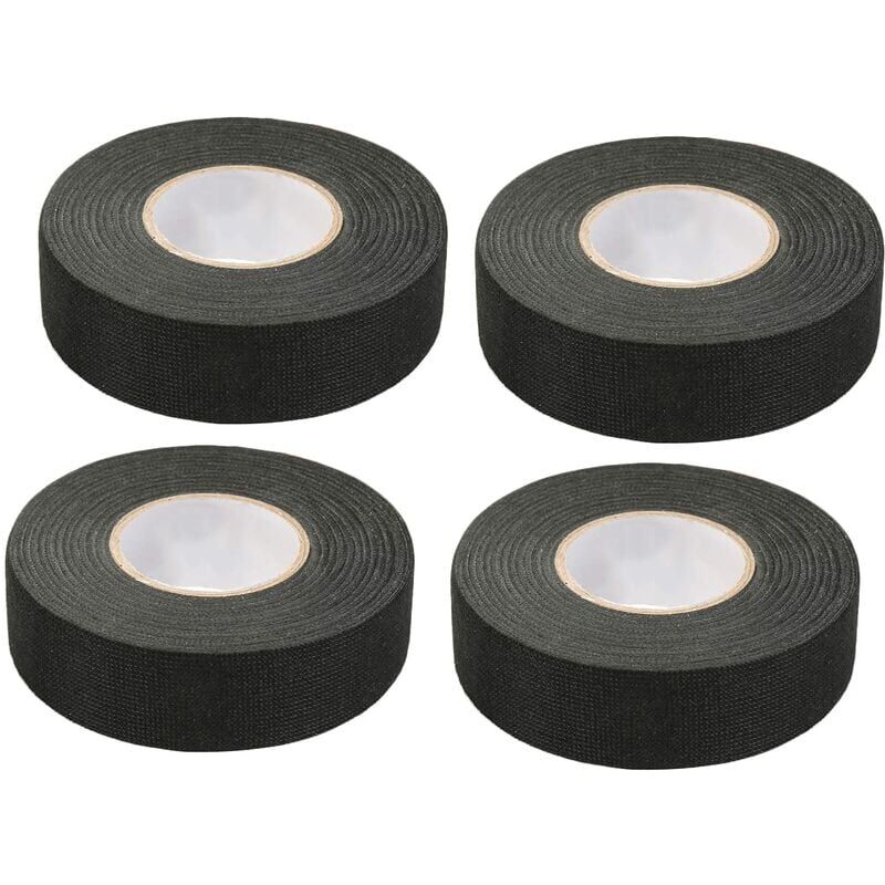 foto del prodotto ymyny 4 pezzi di nastro adesivo nero per auto 1,5 cm x 15 m nastro adesivo in tessuto per auto, nastro adesivo ad alta temperatura, nastro