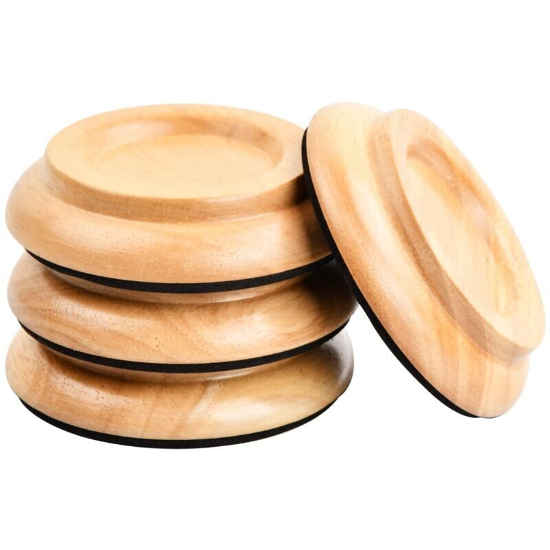foto del prodotto ymyny 4 pezzi di protezioni per pianoforte in legno massello, protezioni per pianoforte verticale, protezioni per gambe di mobili, protezioni antiscivolo per tappeti e pavimenti (naturale)