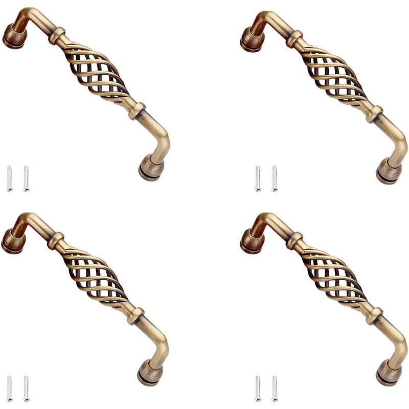 foto del prodotto ymyny 4 pezzi maniglie per mobili vintage in metallo stile gabbia per uccelli pomelli per porte antiche con viti per cassetti, armadietti da cucina