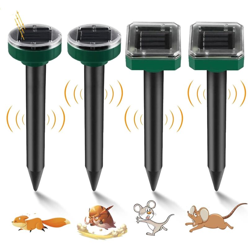 foto del prodotto ymyny 4 pezzi repellenti per talpe repellente solare ad ultrasuoni per talpe con ip65 impermeabile, trappola per talpe, repellente per topi ad
