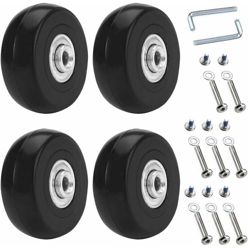 foto del prodotto ymyny 4 pezzi ruote universali per bagagli, ruote di ricambio per bagagli da 50 x 18 mm, ruote per bagagli, set di valigie in gomma e metallo per