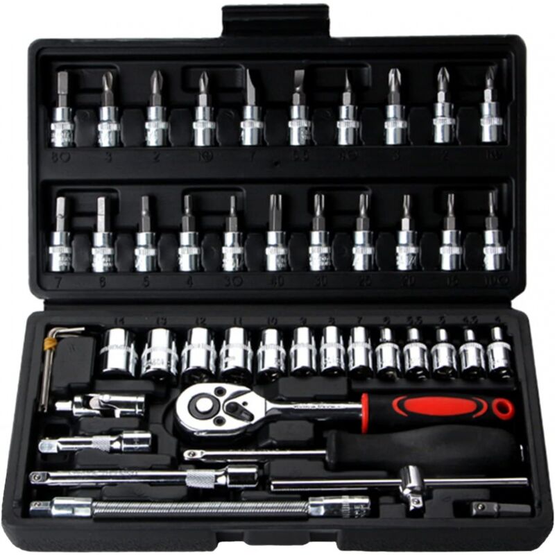 foto del prodotto ymyny 46 pezzi 1 4 drive metric socket wrench set home tool kit reversibile ratchet strumento di riparazione auto
