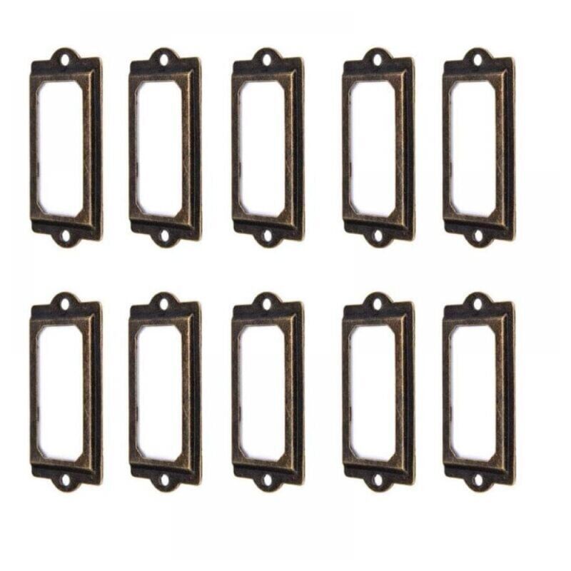 foto del prodotto ymyny 50 pezzi porta etichette 70 x 33 mm porta etichette in metallo bronzo vintage porta carte libreria cassetto armadio