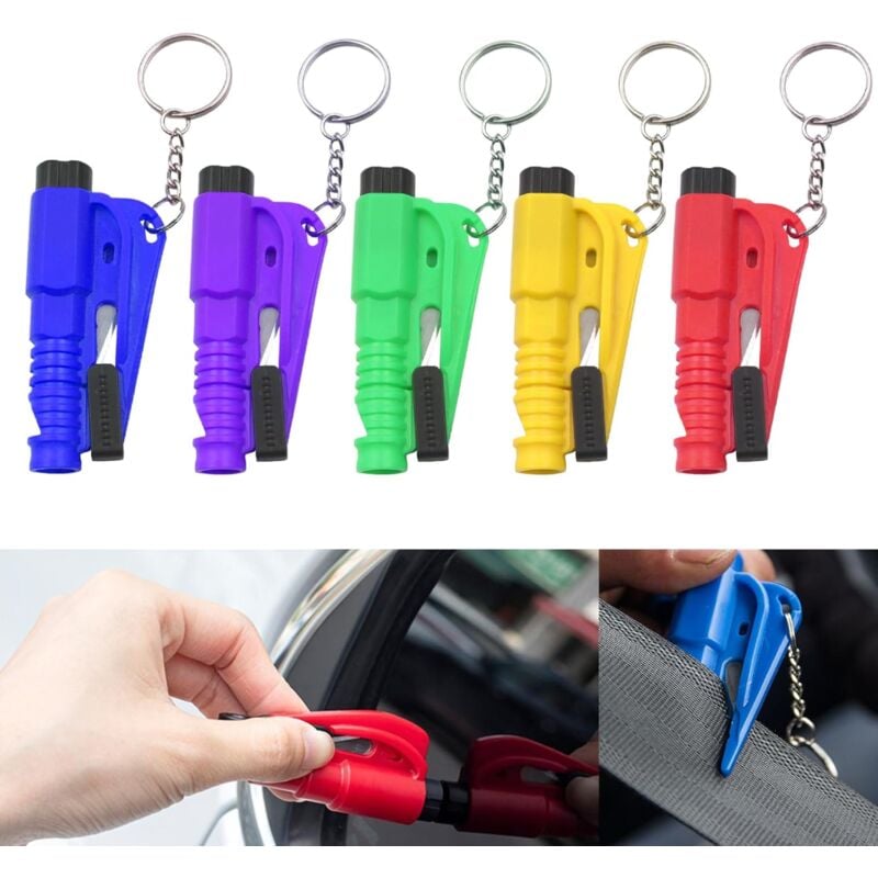 foto del prodotto ymyny 6 pezzi 3 in 1 portachiavi rompi finestrino per auto strumento salvavita multifunzione