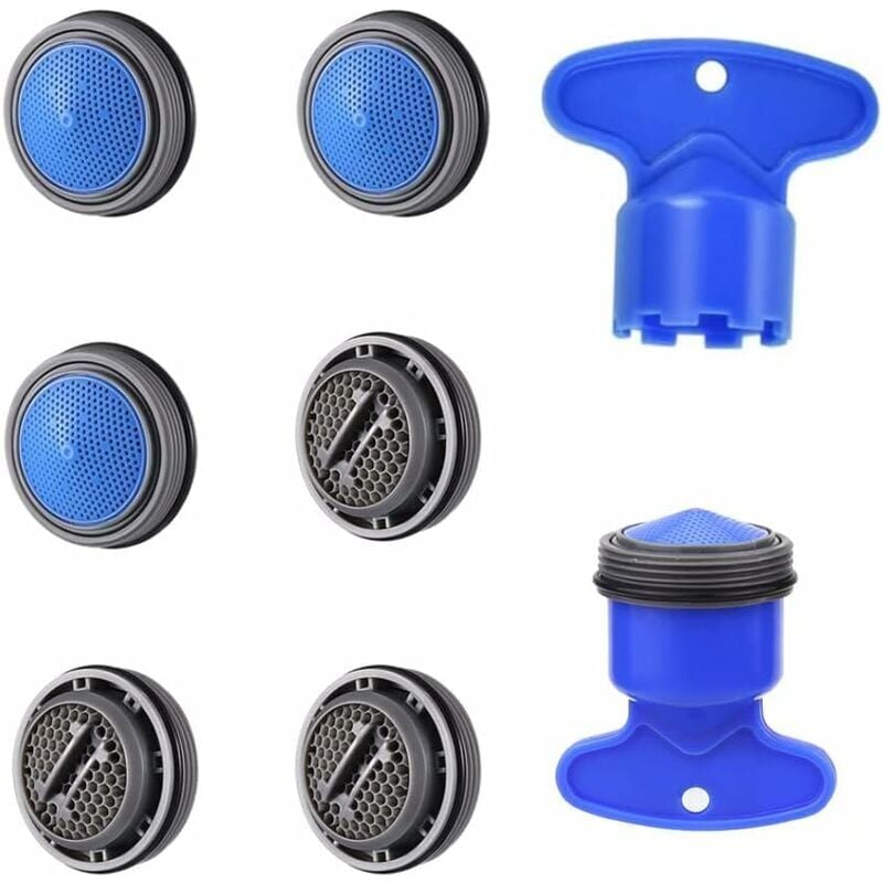 foto del prodotto ymyny 6 pezzi m24 aeratore per rubinetto a risparmio idrico con filettatura esterna da 24 mm con chiave per miscelatore lavello da cucina e rubinetto