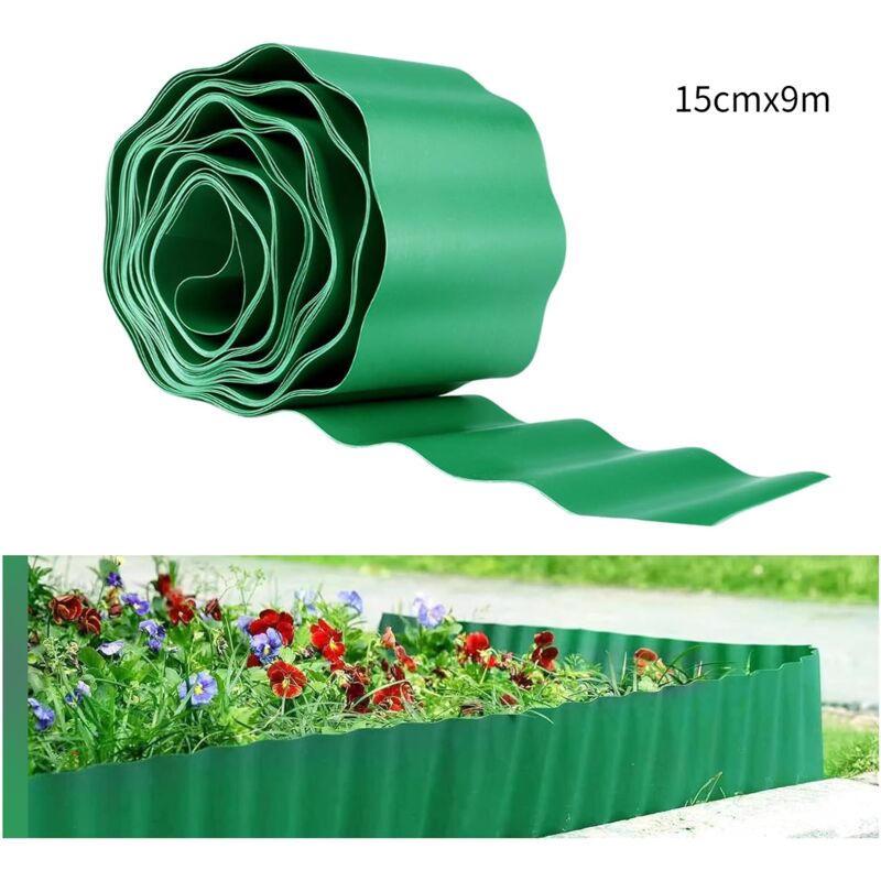 foto del prodotto ymyny 9m x 15cm bordatura flessibile in plastica per giardino, bordatura per prato e paesaggio, facile da tagliare, bordura per prato per vialetto,