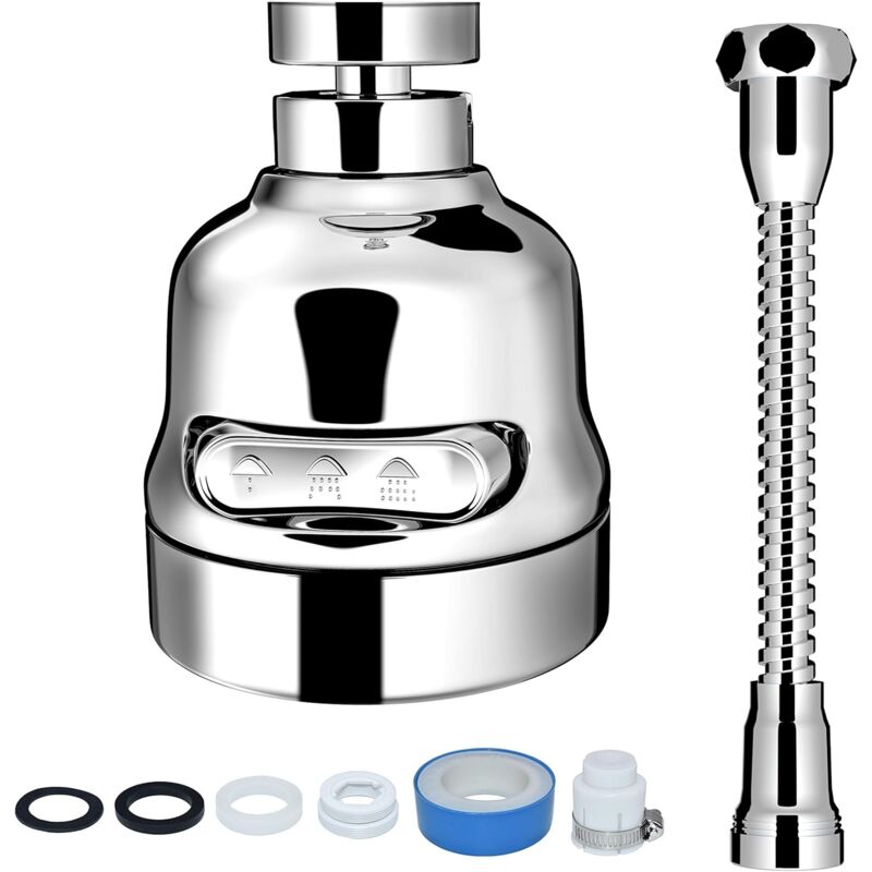 foto del prodotto ymyny accessorio spruzzatore per rubinetto girevole a 360 con tubo flessibile