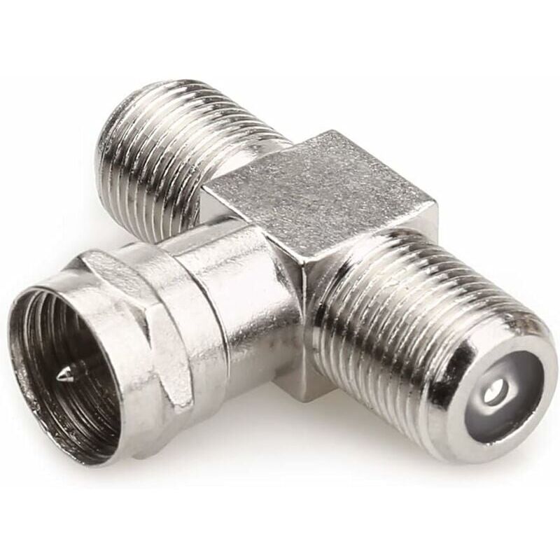 foto del prodotto ymyny adattatore connettore splitter per cavo coassiale a 3 vie tipo maschio a 2 femmine, connettori f, connettori per cavo satellitare, antenna tv