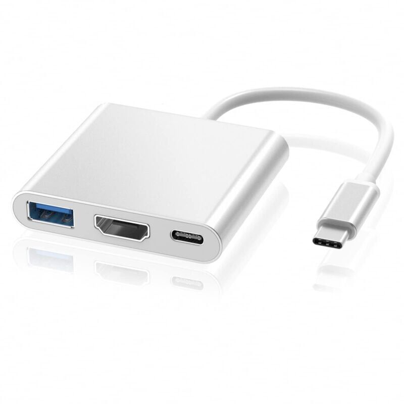 foto del prodotto ymyny adattatore da usb c a hdmi 4k, convertitore adattatore da hub di tipo c a hdmi con porta usb 3.0 e porta di ricarica usb c compatibile