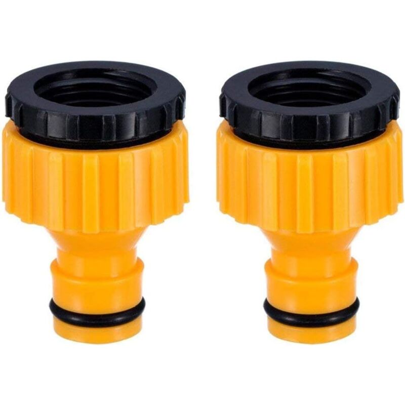 foto del prodotto ymyny adattatore per rubinetto filettato per tubo da giardino 2 in 1, connettore filettato in plastica da 3 4 e 1 2 bsp, confezione da 2