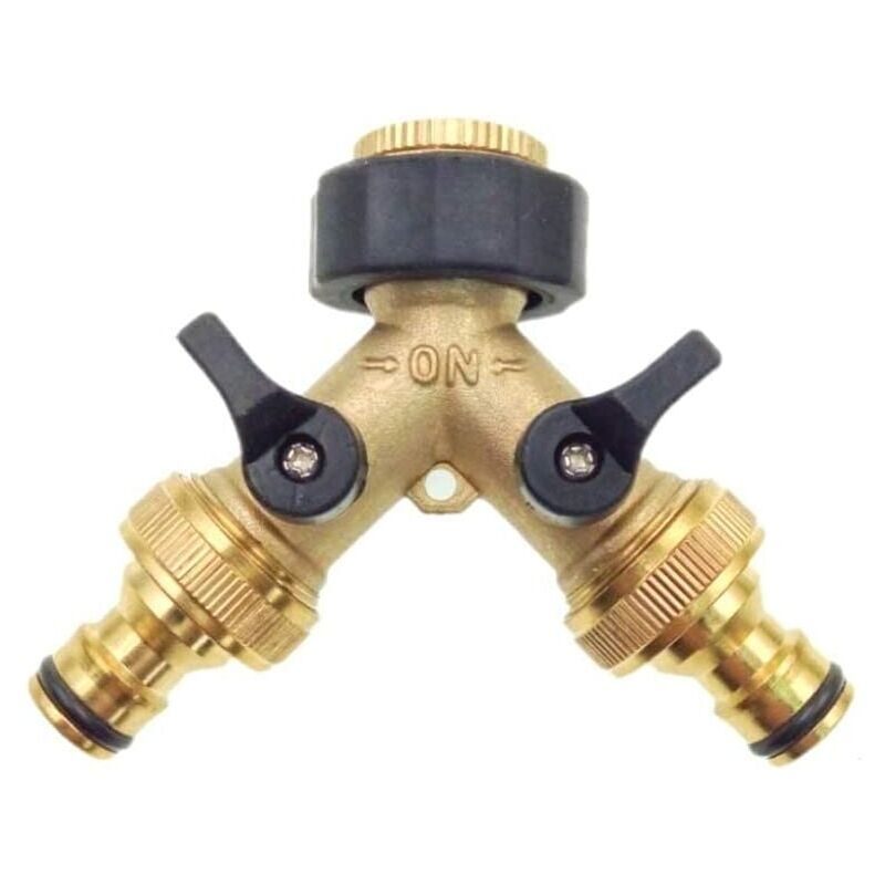 foto del prodotto ymyny adattatore per rubinetto in ottone a 2 vie crediri, adattatore per rubinetto da giardino a doppio rubinetto con valvole di