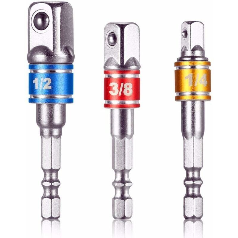 foto del prodotto ymyny adattatori per portabussole per trapano avvitatore a impulsi. set di 3 adattatori per mandrini con attacco quadro da 1 4 , 1 2 , 3 8 in