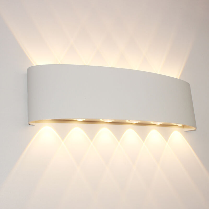 foto del prodotto ymyny applique da parete per interni a led da 12 w, lampada da parete moderna bianca, lampada da parete per esterni in alluminio impermeabile ip65
