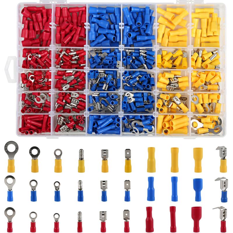 foto del prodotto ymyny assortimento box 480 terminali elettrici connettori a crimpatura singola con scatola di immagazzinaggio