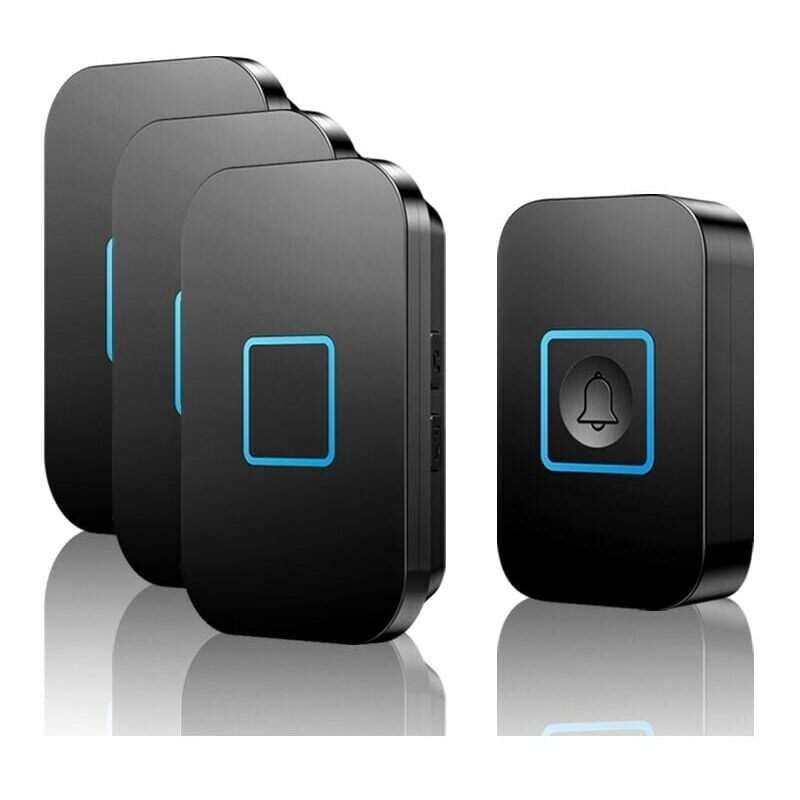 foto del prodotto ymyny campanello wireless crediri, kit campanello wireless, portata 400 m, campanello esterno impermeabile ip55 con 3 ricevitori plug in, 60