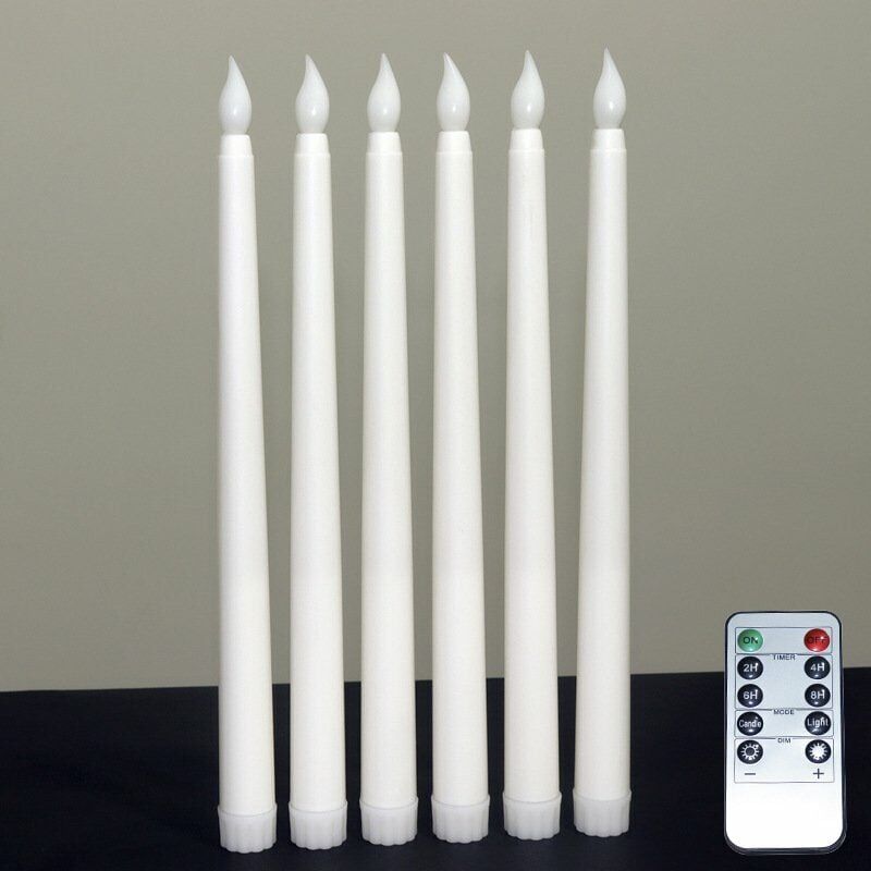 foto del prodotto ymyny candela conica tremolante senza fiamma con telecomando a 10 pulsanti, stoppino 3d, candela in vera cera per finestre, 2 x 24 cm, 6 pezzi