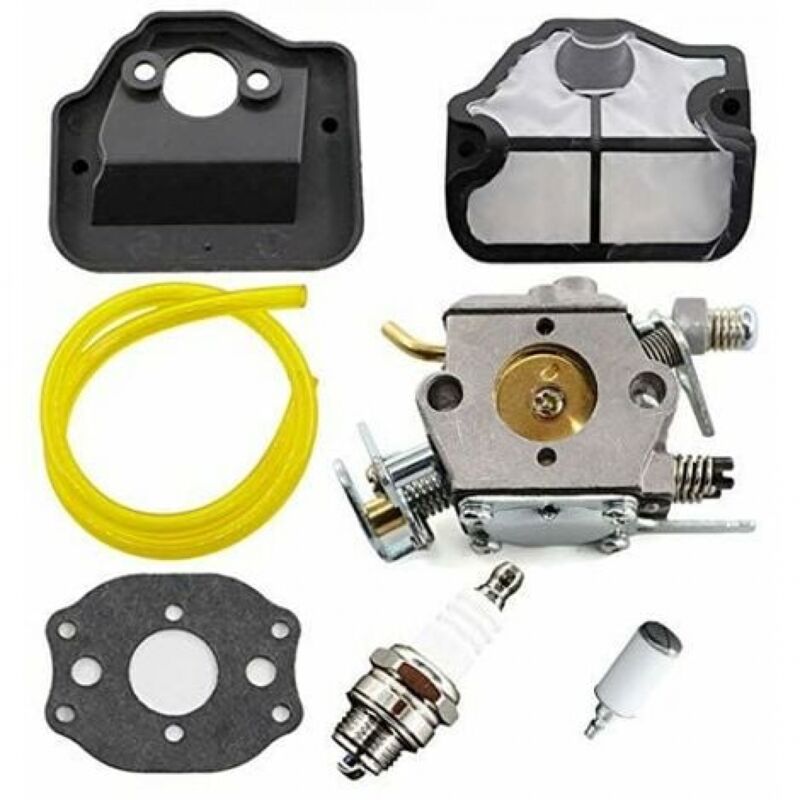 foto del prodotto ymyny carburatore di ricambio per motoseghe 36, 41, 136, 137, 141, 142, include candela e kit filtro aria, sostituisce i numeri di parte 530071987,