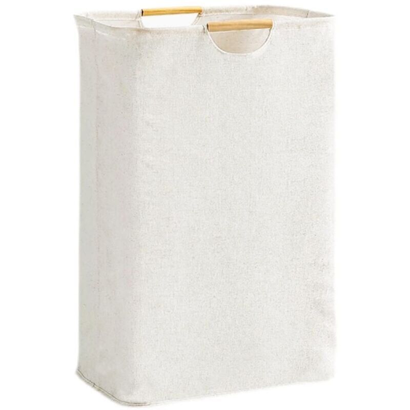 foto del prodotto ymyny cesto portabiancheria beige 40 56 27 cm, grande capacit , pieghevole, tessuto oxford con manico in legno, cesto portabiancheria per camera da