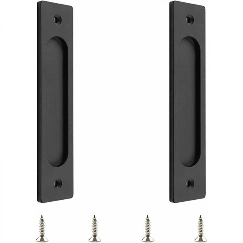 foto del prodotto ymyny confezione da 2 maniglie per porte scorrevoli rettangolari in acciaio inox nero opaco da incasso per porte scorrevoli del fienile