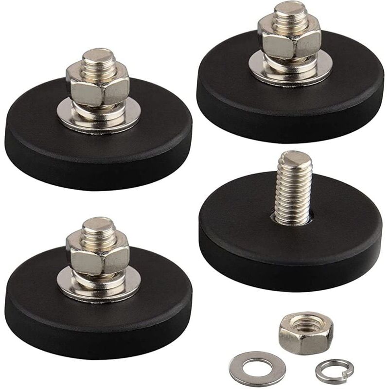 foto del prodotto ymyny confezione da 4 magneti al neodimio antigraffio con rivestimento in gomma e filettatura maschio m6, montaggio magnetico super potente per