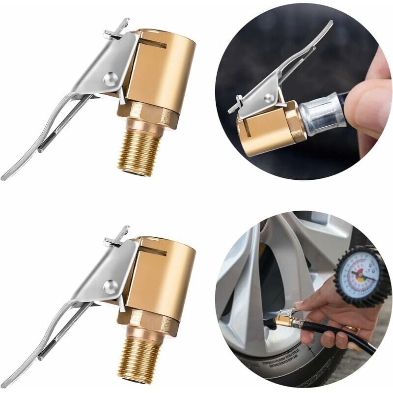 foto del prodotto ymyny confezione da 4 mandrini ad aria compressa con adattatore a clip, raccordo per pompa di gonfiaggio pneumatici in ottone per impieghi gravosi,