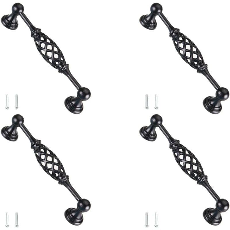 foto del prodotto ymyny confezione da 4 maniglie tradizionali per cassetti, maniglie per porte in metallo a forma di gabbia per uccelli, maniglia ad arco anticata