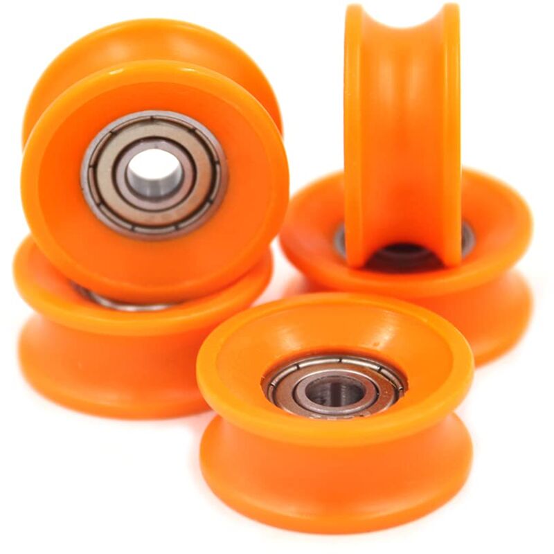 foto del prodotto ymyny confezione da 5 pulegge con cuscinetti a sfera 6 x 30 x 13 mm con scanalatura a u arancione