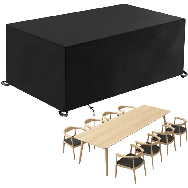 foto del prodotto ymyny coperture per mobili da giardino impermeabili, tessuto oxford 420d, rettangolari, per tavoli e sedie da esterno, patio, nero 270 x 180 x 89 cm