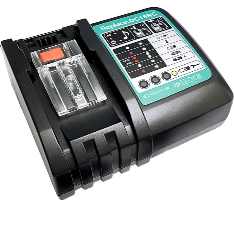 foto del prodotto ymyny crediri 14.4v 18v 5.0ah caricabatteria di ricambio per tagliasiepi makita dur181z spina ue dc18rc 3a con usb 