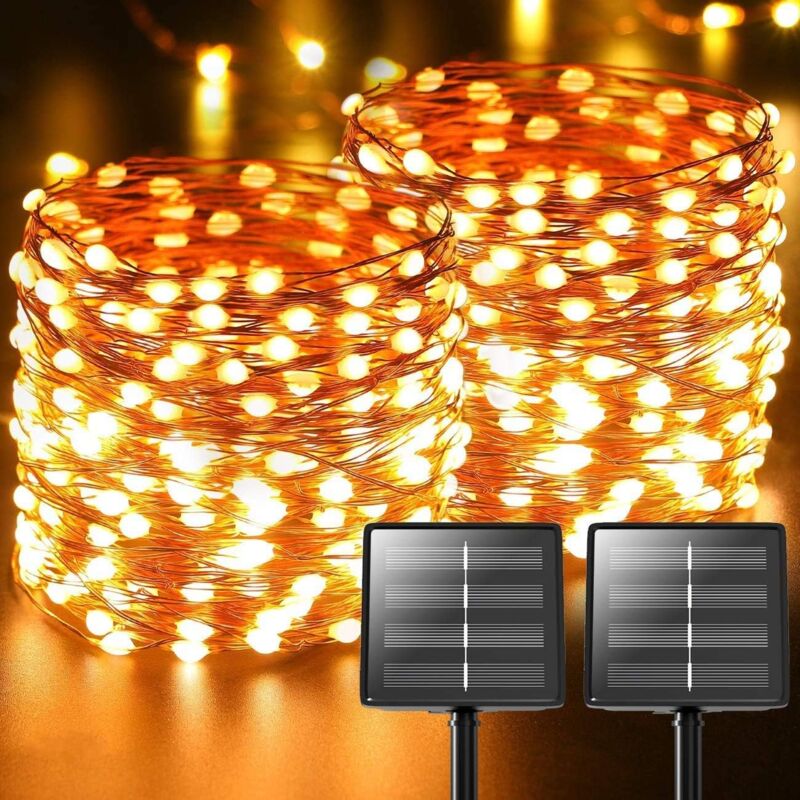foto del prodotto ymyny crediri 2 confezioni da 480 luci a led solari per esterni, 170 piedi totali, luci fatate scintillanti, decorazioni per portico e giardino,