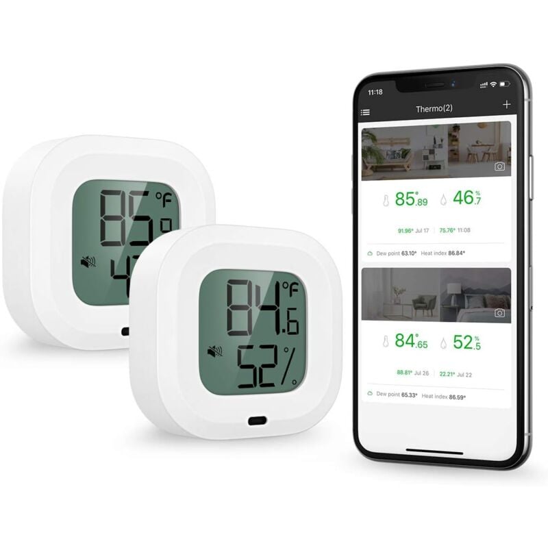 foto del prodotto ymyny crediri 2 pezzi bluetooth 5.0 termometro igrometro wireless app controllo misuratore di umidit e temperatura accurato sensore monitor con