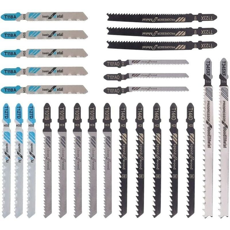 foto del prodotto ymyny crediri 25 pezzi set lame per seghetto alternativo t118a t144d t101b t123x t101ao t127d t345xf per taglio metallo legno plastica