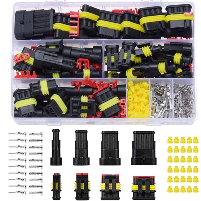 foto del prodotto ymyny crediri 352 pezzi kit connettori elettrici per auto impermeabili 1 2 3 4 pin connettore per cavi per auto impermeabile spina terminale