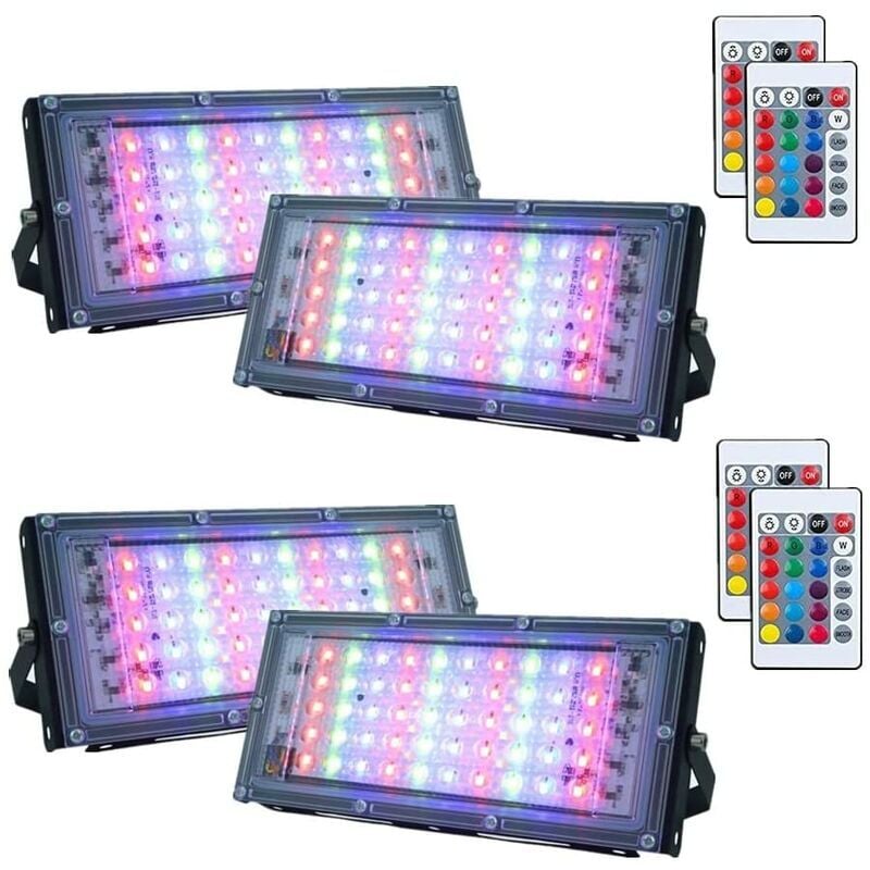 foto del prodotto ymyny crediri 4 confezioni di faretti led rgb dimmerabili per esterni, faretti impermeabili ip66 con telecomando, 16 colori, 4 modalit di