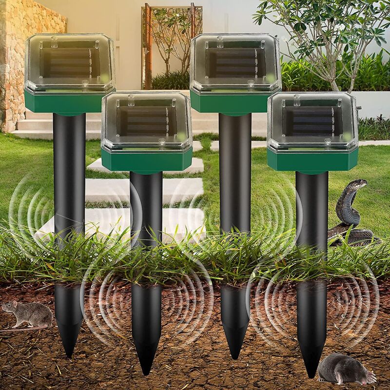 foto del prodotto ymyny crediri 4 confezioni repellente per animali domestici ad ultrasuoni ip65 repellente per talpe ad ultrasuoni solare repellente solare da