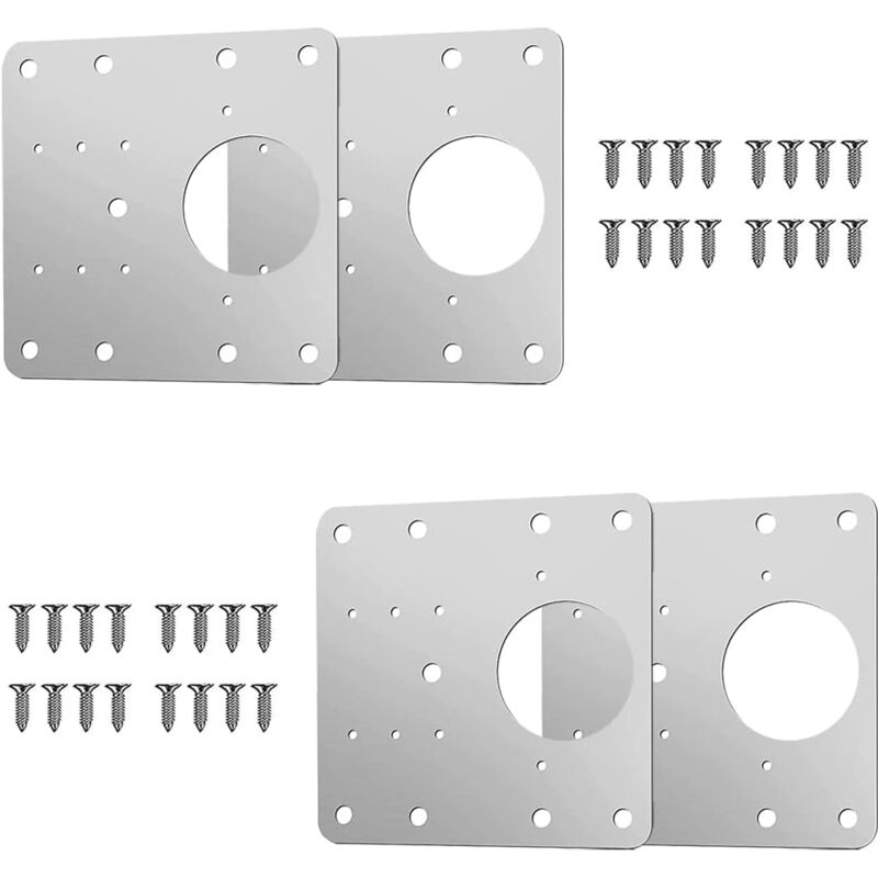 foto del prodotto ymyny crediri 4 pezzi staffe di riparazione per cerniere per mobili, piastra di riparazione per cerniere con 24 viti, kit di riparazione per