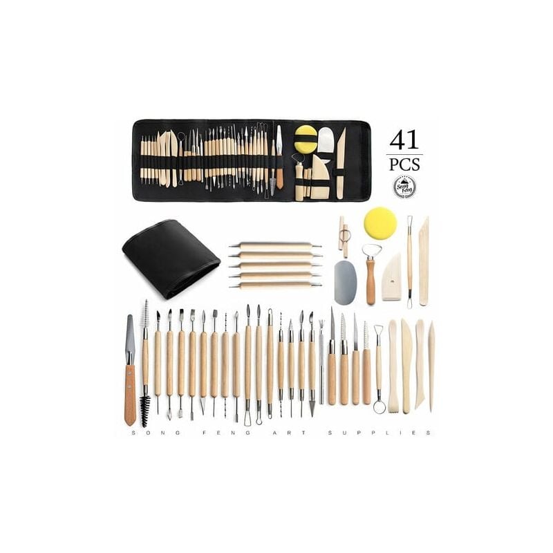 foto del prodotto ymyny crediri 41 pezzi set di utensili per ceramica, scalpello per modellare argilla, utensili per ceramisti, artisti, fai da te con borsa
