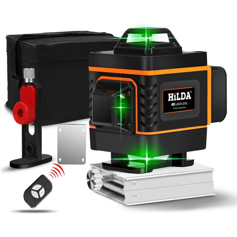 foto del prodotto ymyny crediri 4d laser level con luce verde, 16 linee, strumento autolivellante per piastrelle da parete, 4 x 360 ad alta precisione orizzontale e