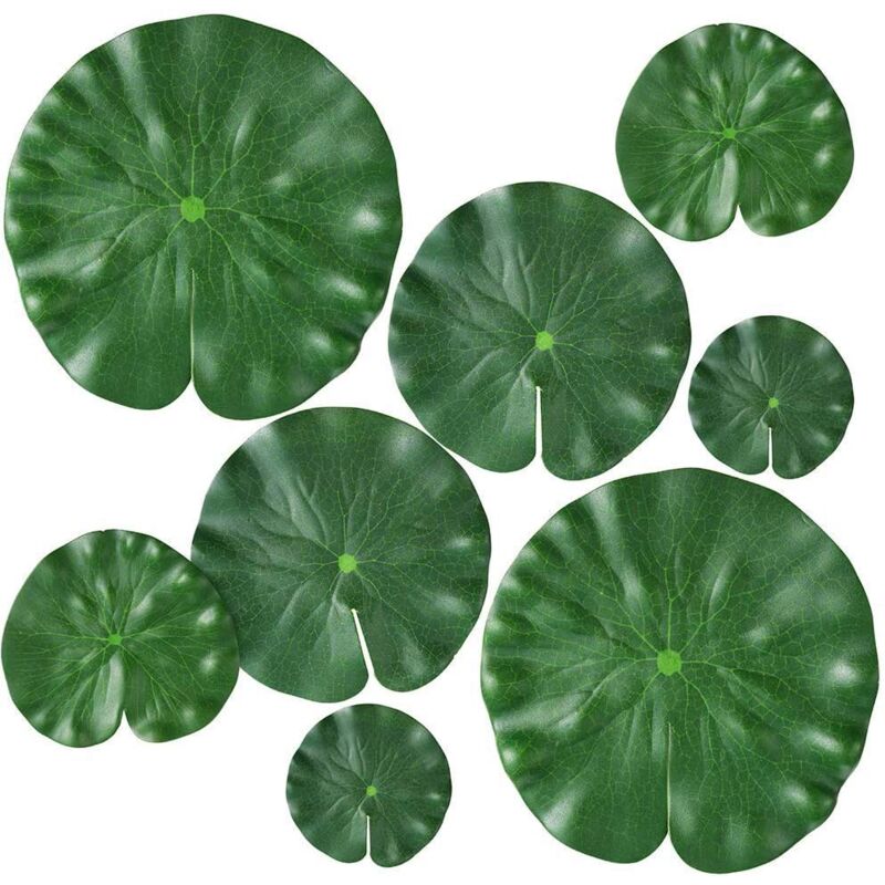 foto del prodotto ymyny crediri 8 pezzi di foglie di ninfea artificiale in 4 misure piante galleggianti foglie di loto realistiche per la casa giardino stagno