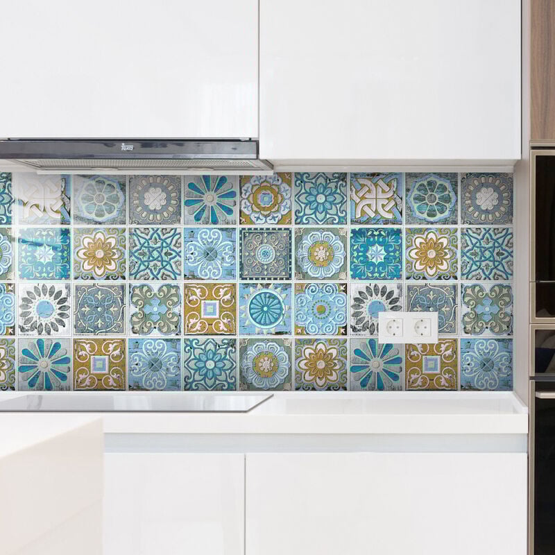 foto del prodotto ymyny crediri adesivi per piastrelle per bagno e cucina, 30 pezzi adesivi per piastrelle autoadesivi da parete decorazione a mosaico piastrelle di