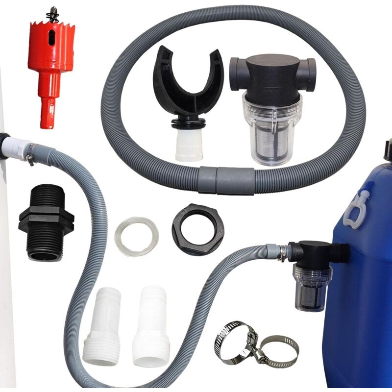 foto del prodotto ymyny crediri collettore di acqua piovana per grondaie rotonde con tubo flessibile, set di raccolta dell acqua piovana, connettore in pvc,