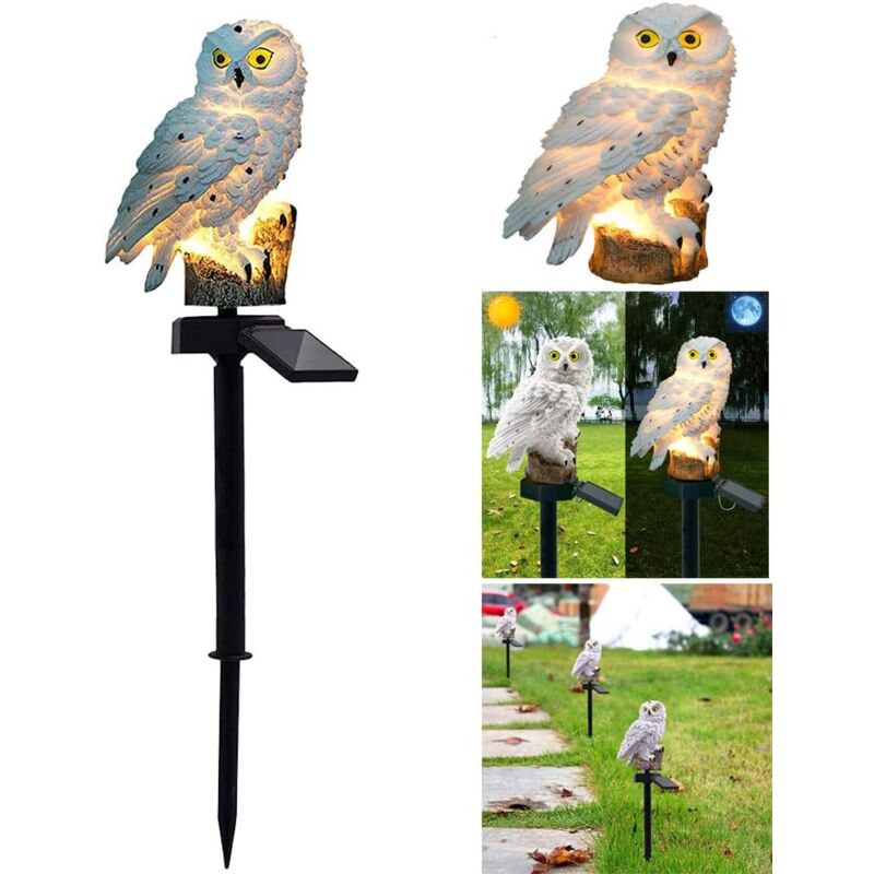 foto del prodotto ymyny crediri led luci da giardino a forma di gufo lampada da giardino lampada da esterno a risparmio energetico impermeabile bianco 