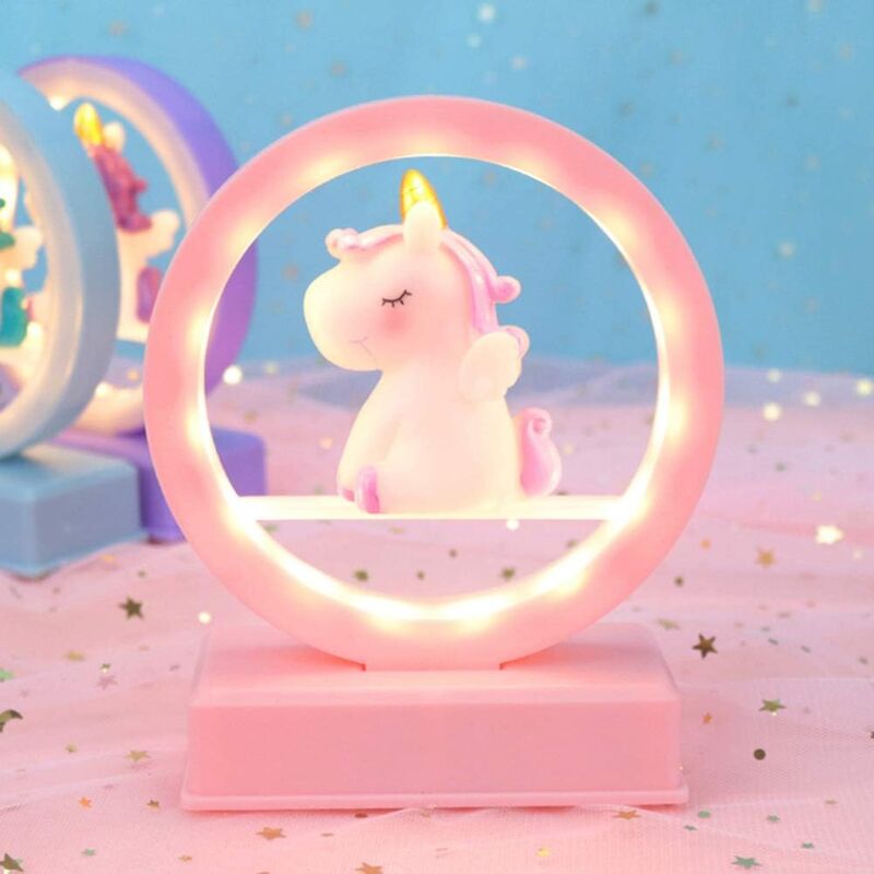 foto del prodotto ymyny crediri luce notturna a led, carillon unicorno con luce a led, lampada da tavolo unicorno per ragazze, regalo di compleanno di natale 1 pz,