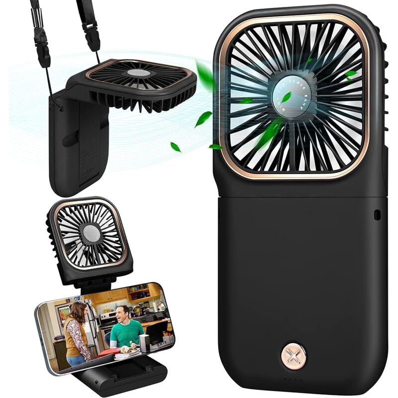 foto del prodotto ymyny crediri mini ventilatore usb, ventilatore silenzioso portatile da collo, ricaricabile tramite usb 5000mah con 3 velocit , ventilatore