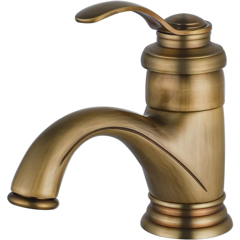 foto del prodotto ymyny crediri miscelatore per lavabo rubinetto per bagno antico, miscelatore per lavabo retr , rubinetto per bagno in ottone spazzolato nostalgico