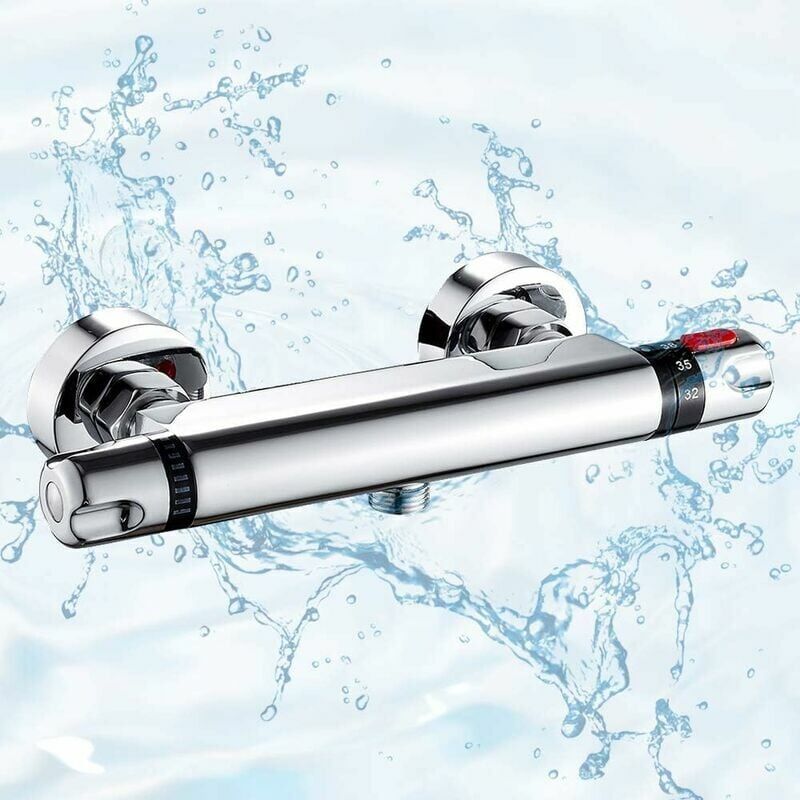 foto del prodotto ymyny - crediri miscelatore termostatico per doccia, rubinetto termostatico, ottone cromato, antiscottatura 38℃, con protezione di sicurezza in argento per bagno, 4 punti